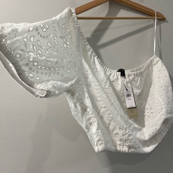 NWT Banana Republic One Shoulder Eyelet Top Large Petite - Picture 6 of 7